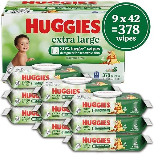 Huggies Extra Large Baby Wipes, Unscented, 9 Packs, 378 Wipes