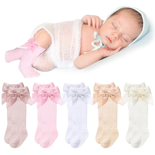 Shyyween 5 Pairs Long Preemie Socks Premature Newborn Baby Knee High Cotton Socks for Girls Boys Infant Toddler