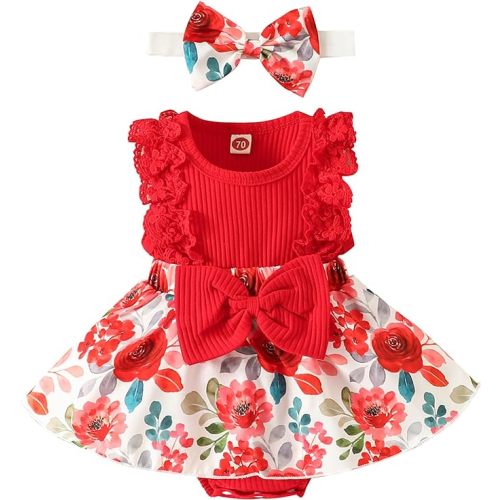 Mubineo Baby Girl Summer Clothes Outfits Sleeveless Lace Floral Romper Dress Newborn Outfit