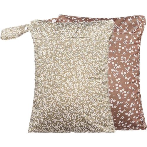 Wet Dry Bags with Two Zippered Pockets and Handle, Reusable Storage Bag for Breast Pump Parts & Baby Items, Waterproof Diaper Bags, Yoga Gym Bag for Swimsuits or Wet Clothes-2pcs, 11.8*15.75"