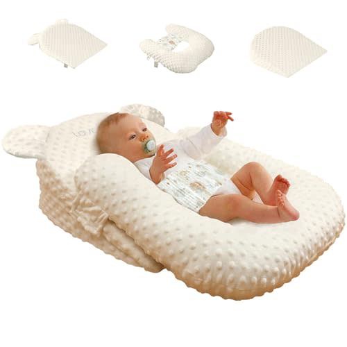 Baby Feeding Pillow with Soft Removable Cover for Newborn,Infants & Mom,Washable(Pearl White, One Size)