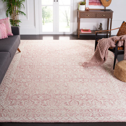 Langley Street® Kyndall Oriental Handmade Tufted Wool Pink/Ivory Area Rug & Reviews | Wayfair