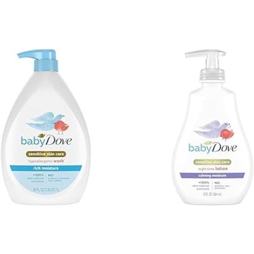 Baby Dove Sensitive Skin Care Baby Wash Rich Moisture For Baby Bath Time Tear-Free & Sensitive Skin Care Baby Lotion For a Soothing Scented Lotion Calming Moisture