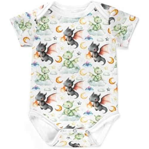Cute Dragon Moon Stars Cloud Baby Bodysuits Fairytale Dragons Mountains Outfit Clothes Romper