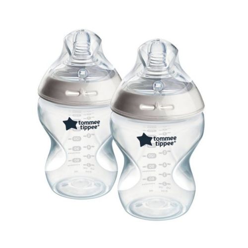 Tommee Tippee Start Baby Bottles Slow Flow Nipple 0m+ - Clear - 9 fl oz/2pk: BPA-Free, Silicone Nipple