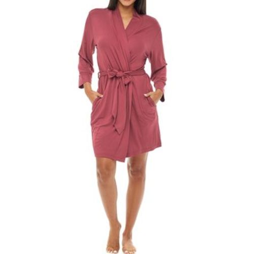 ADR Women's Classic Soft Knit Short Lounge Robe with Pockets Rose Taupe Medium