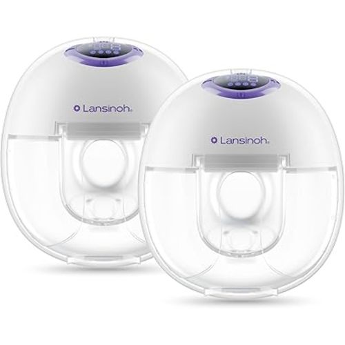 Lansinoh Discreet Duo Wearable Breast Pump, Hands Free Breast Pump, 4 Pumping Modes, 9 Levels Hospital Strength Suction, LED Display, Leak-Resistant Design, 2 Breast Flange Sizes Included: 24mm & 21mm