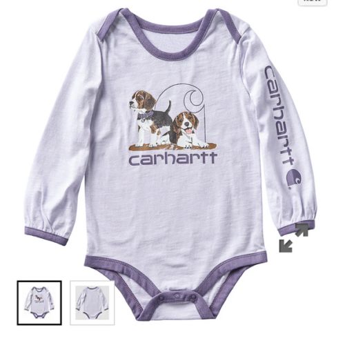 Girls' Long Sleeve Puppies Bodysuit (Baby) | Carhartt