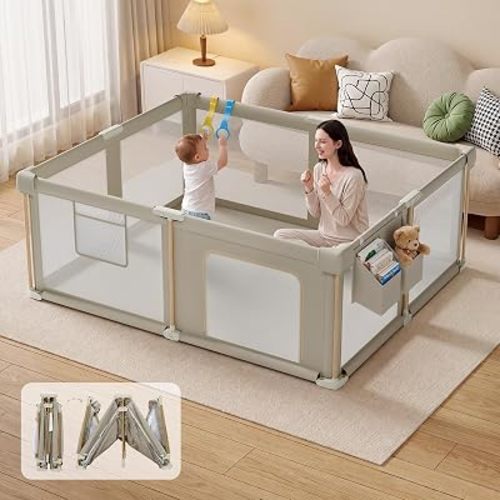 Foldable Baby Playpen 71" x 59" Collapsible Playpen for Babies and Toddlers