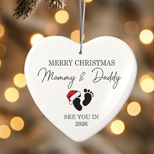 Pregnancy Announcement Gift, Newborn Holiday Keepsake 2026, Infant Holiday Decoration, White Elephant Gifts for Adults, New Home Ornament 2026