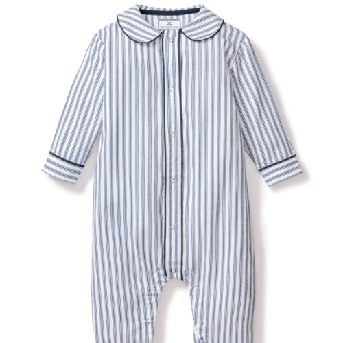 Baby's Twill Cambridge Romper in Navy French Ticking