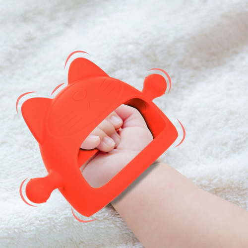 FEOLGEHLY Baby Teething Toys for Babies 0-6 6-12 12-18 Months,Baby Teether Chew Toys for Teething Relief,Food Grade Silicone Teething Mitt, Baby Shower Gifts for Newborn, Orange