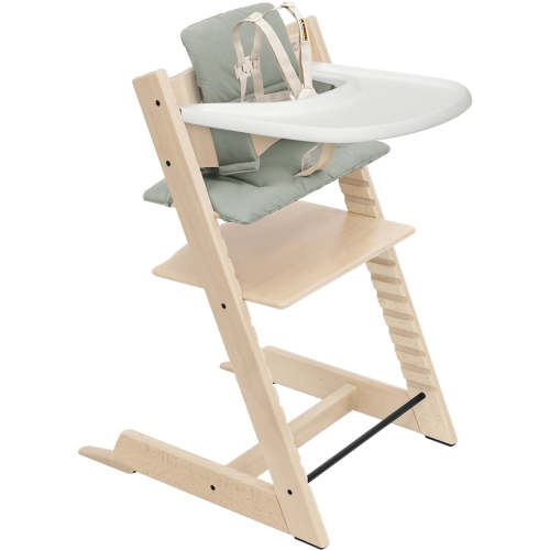 Stokke Tripp Trapp High Chair2 and Cushion with Stokke Tray - Natural / Glacier Green