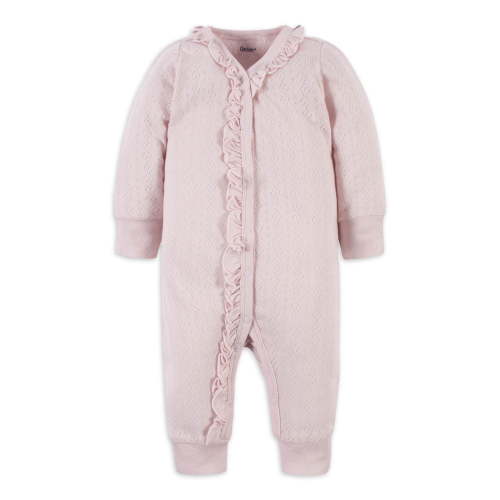 Modern Moments by Gerber Baby Girl Mitten Cuff Coverall, (Newborn - 0/3 Months)