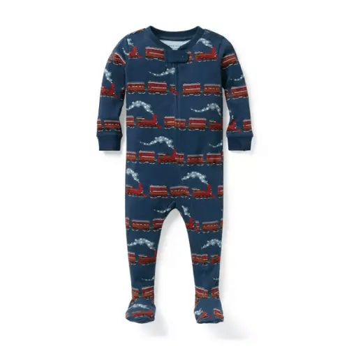 Baby Atmosphere Blue Train Baby Good Night Footed Pajama In Train by Janie and Jack