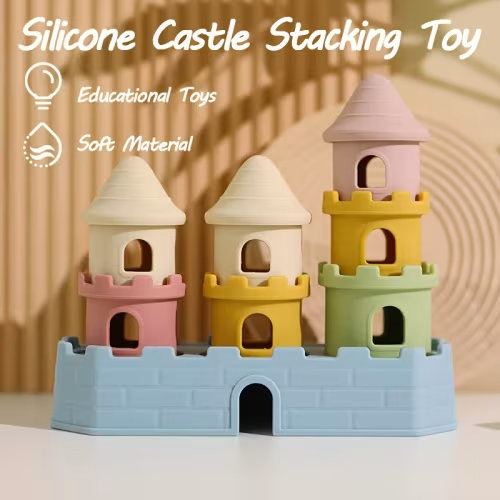 babies silicone stacking toy castle design colorful soft - Temu