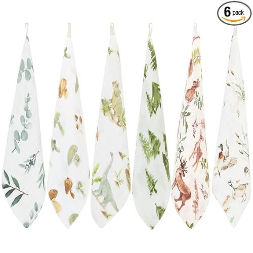 LifeTree 6 Pack Baby Muslin Washcloths, 70% Viscose from Bamboo and 30% Cotton Wash Cloth