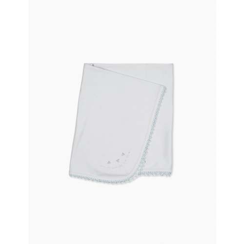 Receiving Blanket w/Crochet Trim in Blue