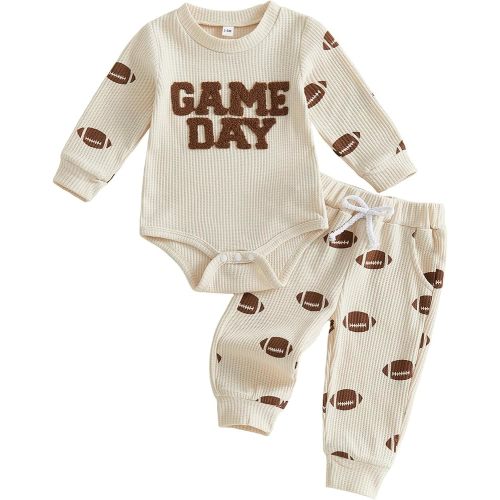 Kupretty Baby Boy Clothes Daddy's Mini Waffle Romper Pant Set