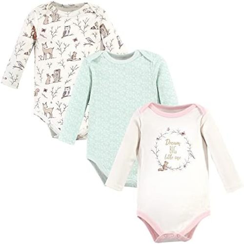 Hudson Baby baby-girls Cotton Long-sleeve Bodysuits 3-pack