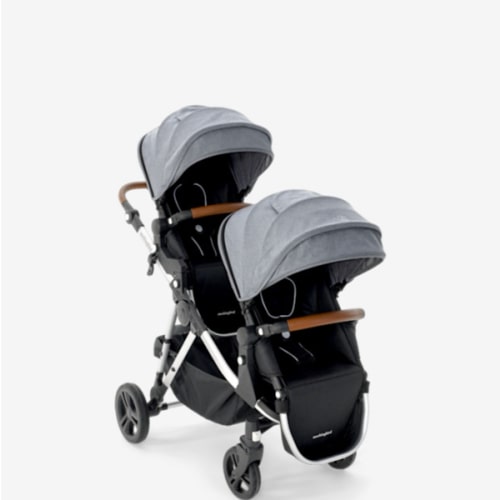Mockingbird Single-to-Double Stroller 2.0 - Heather Grey Canopy With Penny Leather