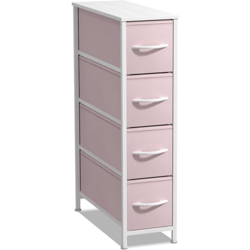 Sorbus Kids Narrow Dresser with 4 Drawers - Vertical Slim Storage Chest of Drawers with Steel Frame, Wood Top & Easy Pull Fabric Bins for Small Spaces, Closets, Bedroom, Bathroom & Laundry