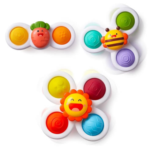 LiKee Strong Suction Cup Fidget Rotating Sensory Bath Toys for Baby