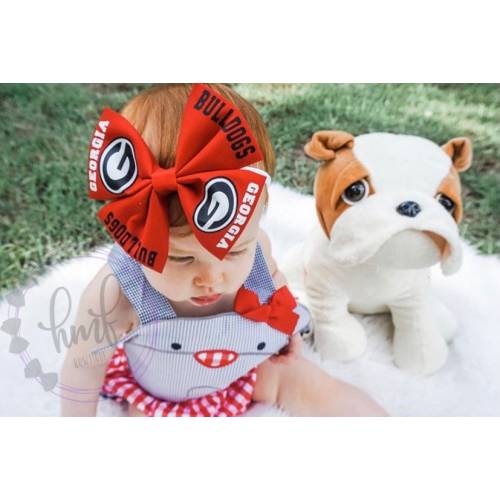 Georgia Bulldogs Fabric Bow: Handmade NCAA Hair Bow