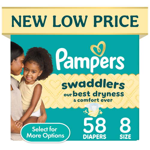 Pampers Swaddlers Diapers, Size 8, 58 Count