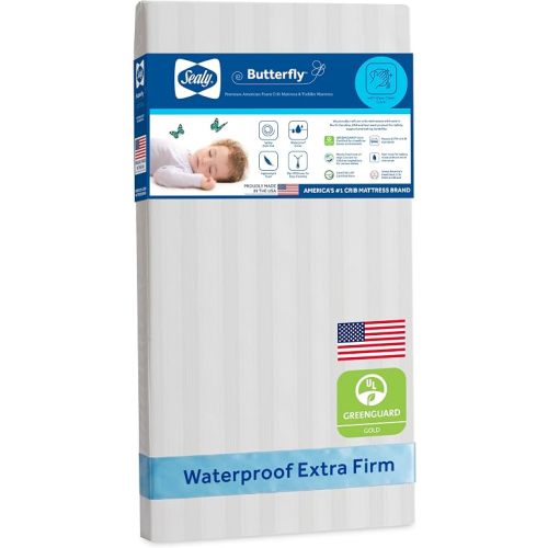 Sealy Baby Infant & Toddler Butterfly Crib Mattress - Premium Foam, Waterproof, Breathable and Washable Cover, GREENGUARD Gold Certified, Made in USA