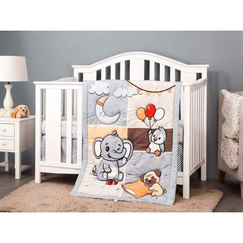 2-Piece Baby Crib Bedding Set, Nursery Bedding (Quilt and Crib Sheet, come with a dust ruffle as gift)