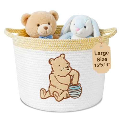 Kihraw Winnie Woven Cotton Rope Bins, for Kids Room Decor, Toy Organizer