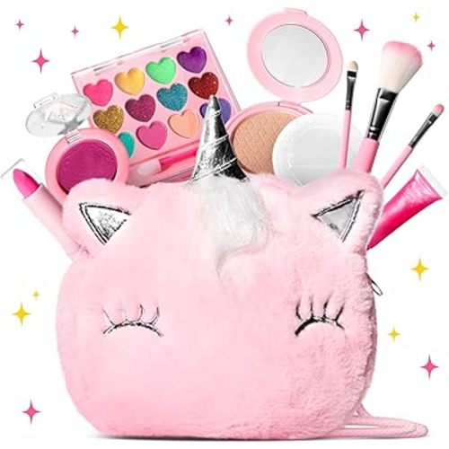 ULOVEME Kids Real Makeup Kit, Washable Make Up Toy, Pink Umicorn
