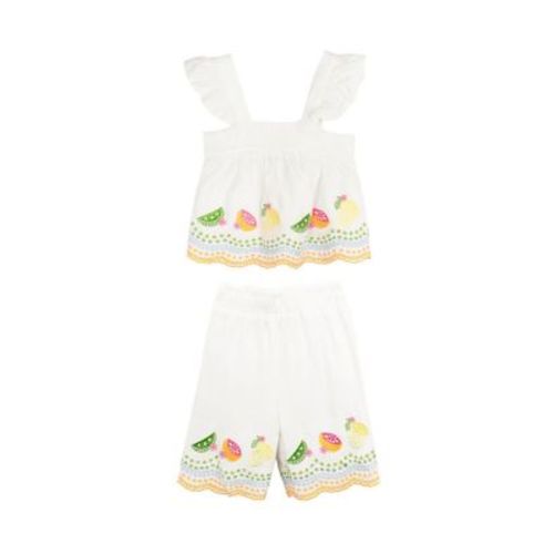 Baby Girls Fruit Eyelet Top and Cotton Pants Set