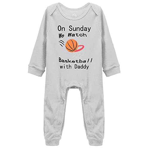 On Sunday We Watch Basketball with Daddy Baby Romper Bodysuit Long Sleeve