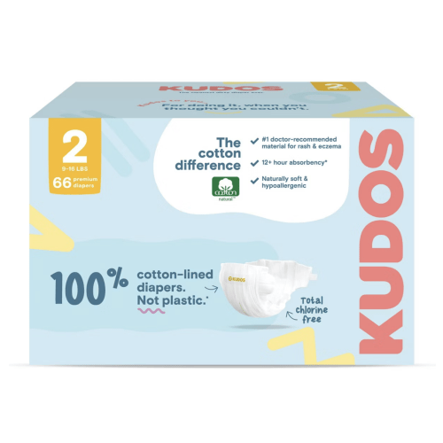 Kudos Chlorine Free Cotton-Lined Disposable Diapers - Size 2 - 66ct