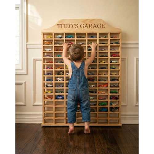 Wooden Toy Car Garage: Personalized Organizer for Toddlers