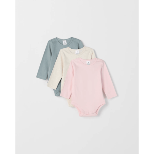 Baby Organic Cotton 3 Pack Long Sleeve Bodysuit