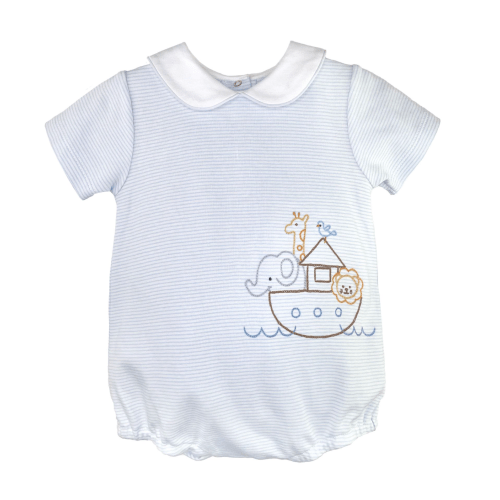 Noah's Ark Knit Striped Short Sleeve Knit Bubble