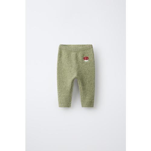 EMBROIDERED MUSHROOM KNIT PANTS - Mid-green | ZARA United States