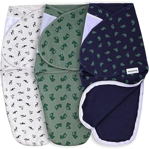 Hakochia Baby Swaddle Blanket with Zipper，Easy Diaper Changing Swaddle Sleep Sack, Swaddle Wrap for Baby Boys Girls 0-3 Months, Adjustable Sleeping Bag Helps Prevent Startle Reflex，3 Pack