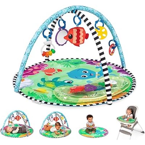Baby Einstein Sea Floor Explorers 2-in-1 Water Mat, Portable Tummy Time, Activity Play Gym, Sensory Toys, Ages Newborn and Up