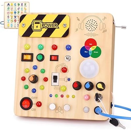 Grarain Busy Board for Toddlers - Montessori Educational Toy for 1-3 Year Old Boys & Girls | Travel-Friendly Sensory Learning Activity | Ideal for Kids with Autism(Busy Board v4)