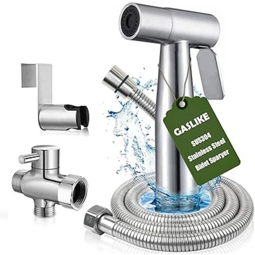 Handheld Bidet Sprayer for Toilet, Stainless Steel Bathroom Personal Hygiene Bidet Sprayer Set, Baby Cloth Diaper Sprayer with Adjustable Water Pressure Control, Perfect for Whole Family Cleaning Use