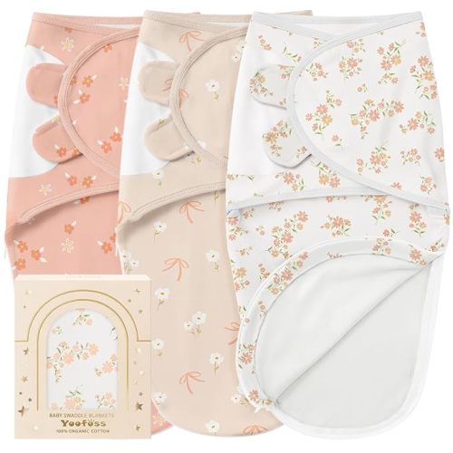 Yoofoss Baby Swaddles for Newborns 100% Organic Cotton, Adjustable Swaddle 0-3 Months 2 Zippers Newborn Swaddle Sack, Breathable Soft Durable
