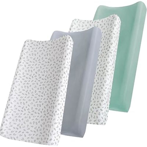 Changing Pad Cover, Diaper Changing Pad Covers 4 Pack, Fitted Baby Changing Table Sheets for 32''×16'' Change Table Pad, Cradle & Bassinet Sheets for Boys & Girls, Soft & Breathable