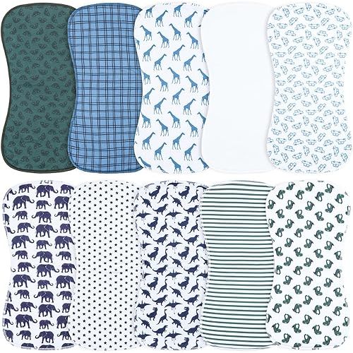 Benoxine 10-Pack Burp Cloths for Baby Boys and Girls - Organic Baby Burp Cloth,Baby Washcloths, Burp Rags, Large Neutral Burp Clothes for Newborn