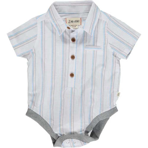 Helford Woven Onesie, Cool Stripe
