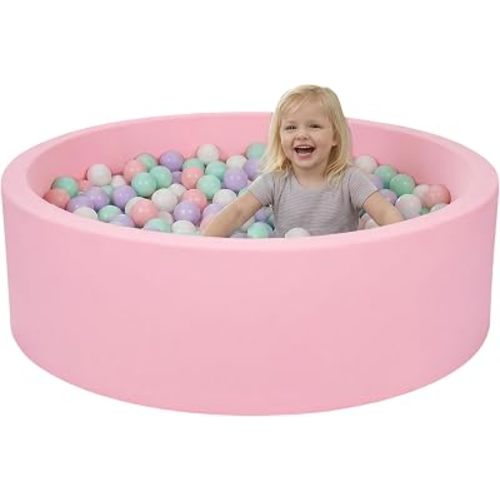Baby Foam Ball Pits 35.4" Soft Round Memory Foam Ball Pits for Babies Toddlers Kids Dogs Cats Indoor Outdoor Playpen Ideal Gift for Girls Boys NOT Included Balls 35.4" Pink