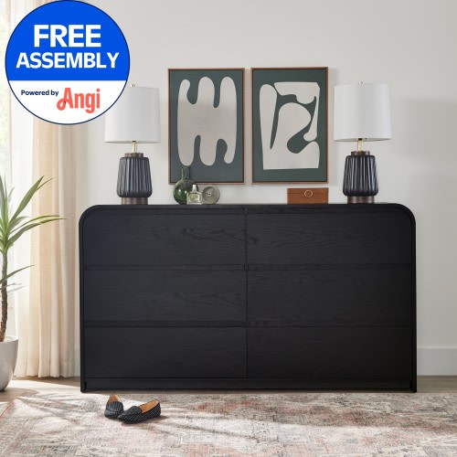 Better Homes & Gardens Juliet 6 Drawer Dresser, 64" Wide, Black